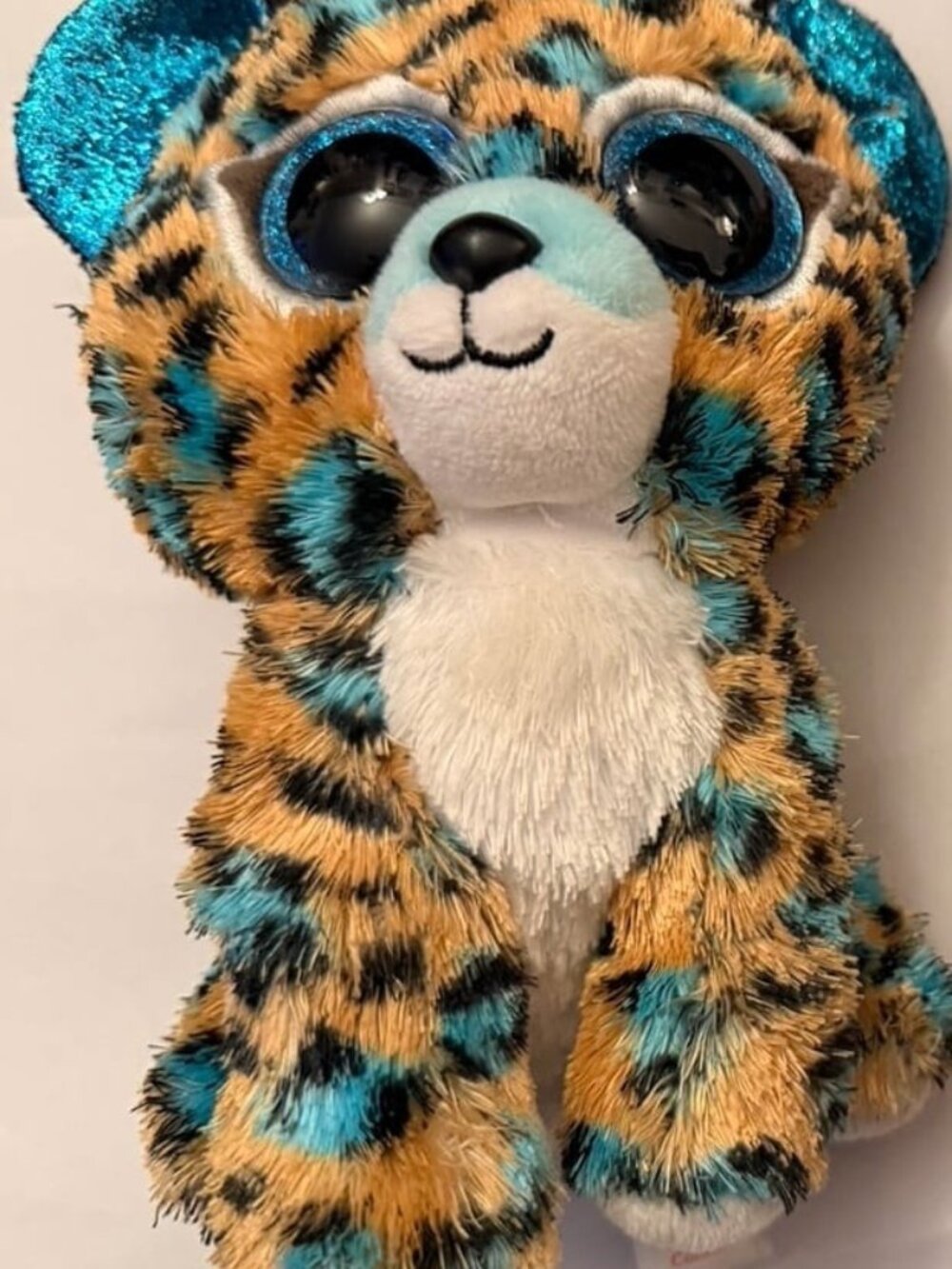 Ty Beanie Boos COBALT the Blue Leopard 6" Plush Toy Glitter Eyes